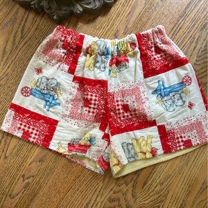 Handmade vintage baby quilt fleece lined shorts